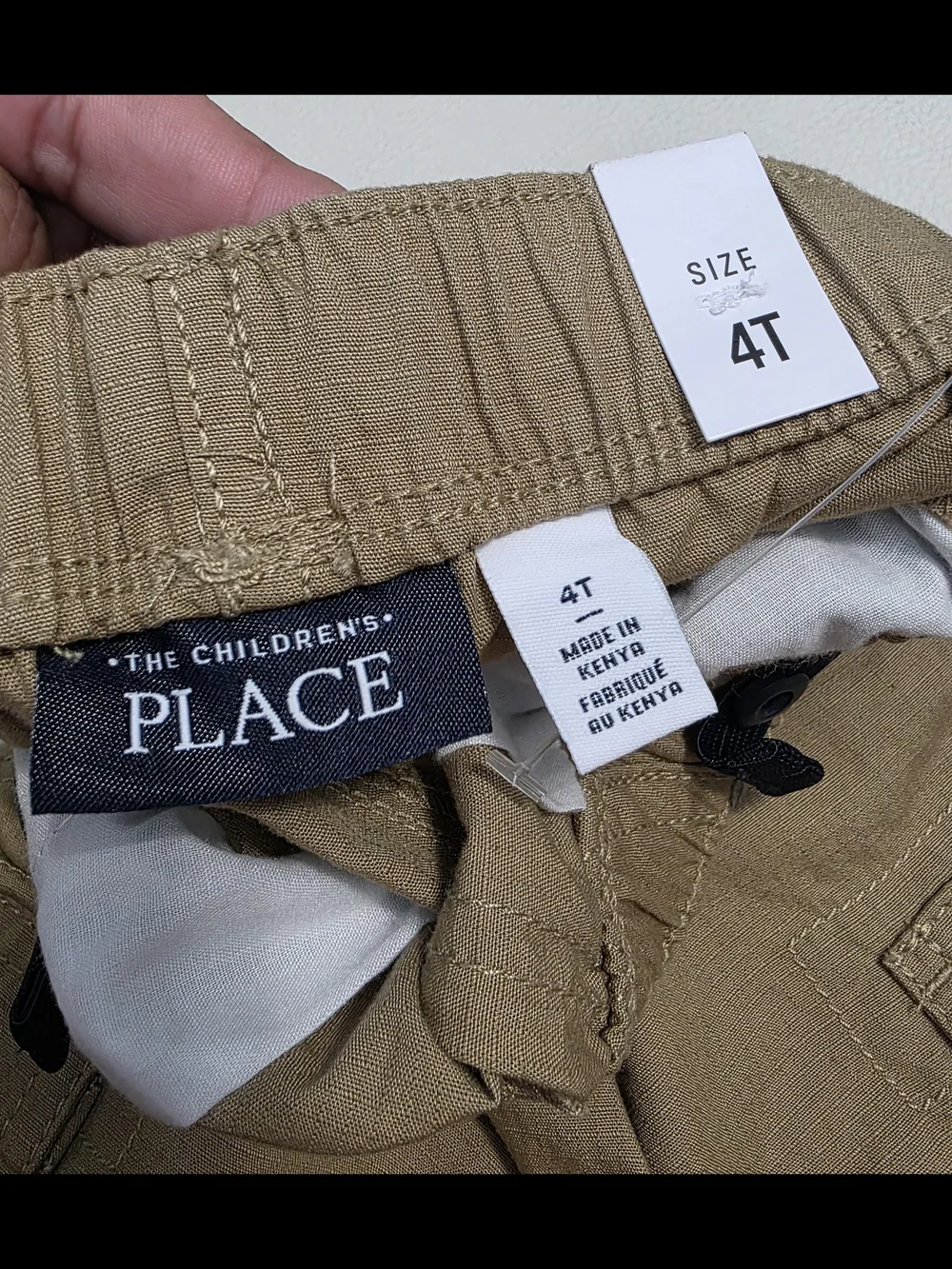 The Children's Place Khaki Cargo Shorts with Adj Elastic Waist Band Size 4T NWT